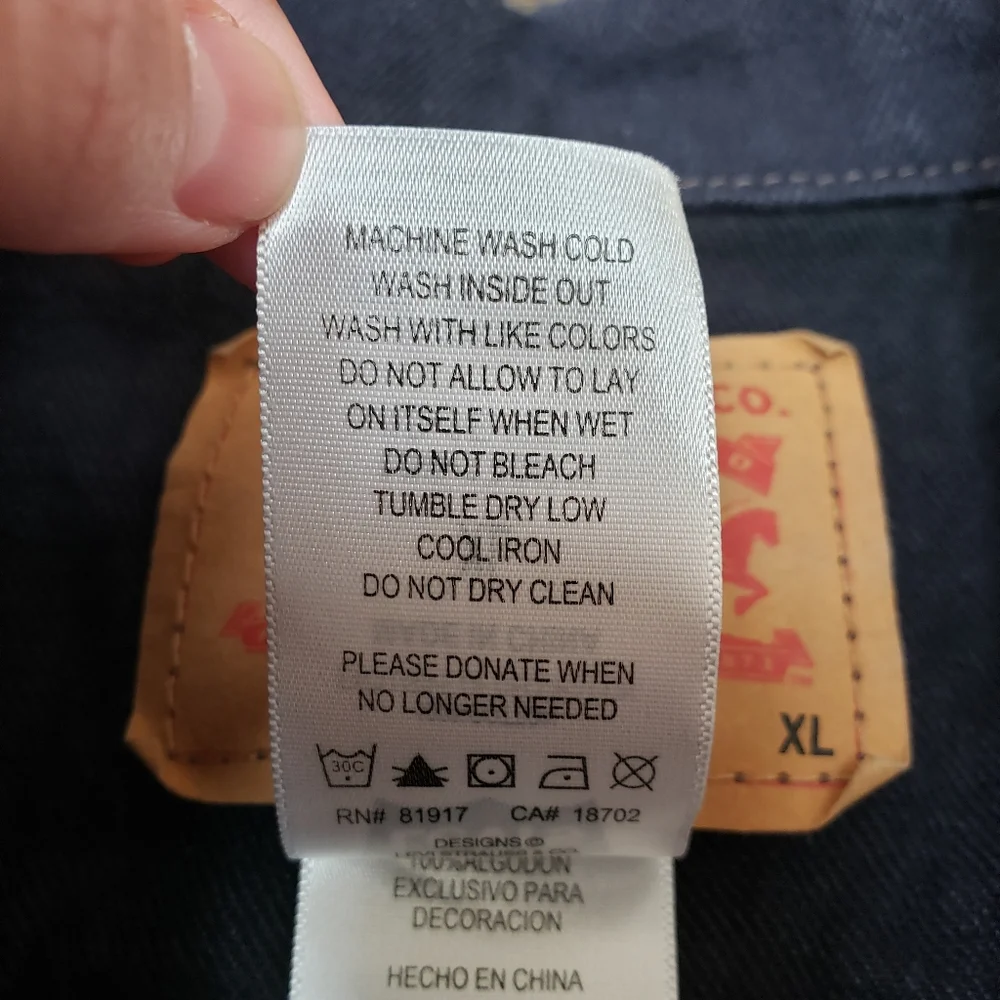 Levi's Navy Blue Cotton Denim Trucker Vest, Size XL (13-15 years) Unisex